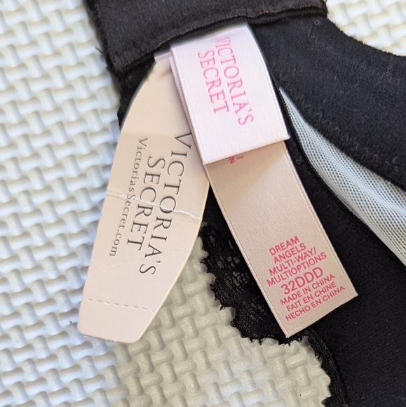 Victoria's Secret Bra 32DDD White Black Lace Halter Strapless Dream Angels Push - Picture 7 of 9